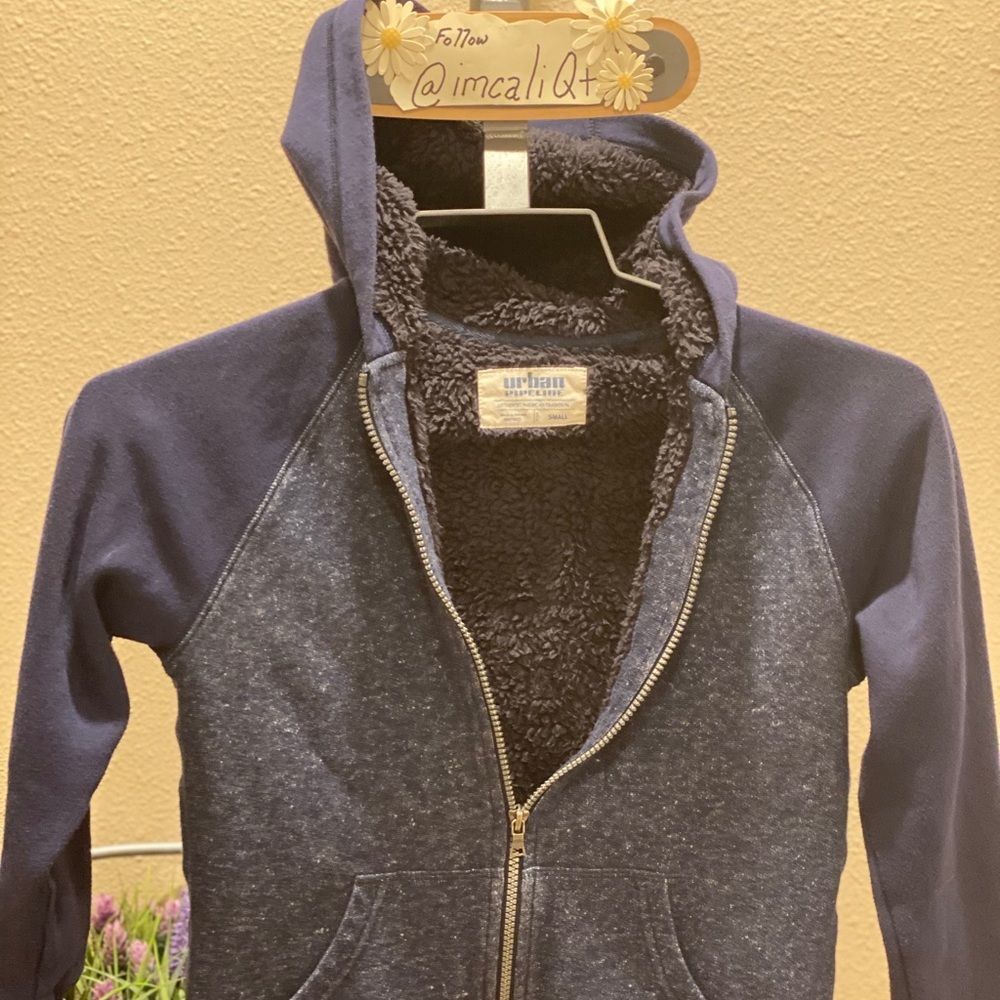 Urban pipeline lined hoodie grey/blue navy